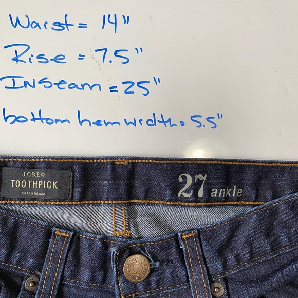 J. Crew Women's Dark Denim Toothpick Sz 27W Ankle Jeans. Sz 27W - Picture 13 of 16